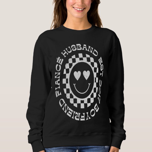 Boyfriend Fiance Husband  Est 2017 Mr Mrs Retro Sm Sweatshirt (Front)