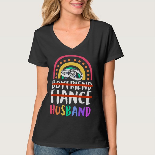 Boyfriend Fiance Husband Gay Pride Wedding Bohemia T-Shirt (Front)