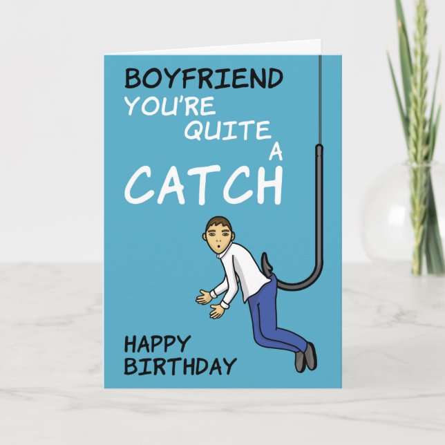 Boyfriend Fishing Pun Birthday Card (Front)