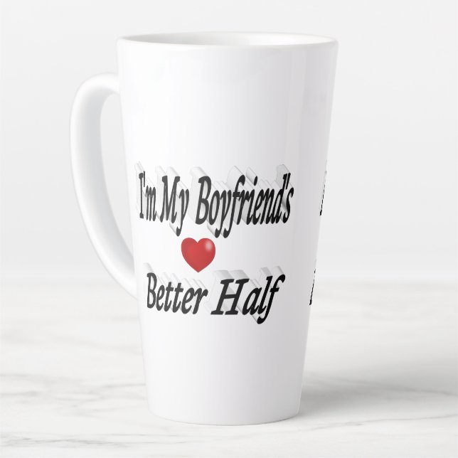 Boyfriend funny quote black text latte mug (Left Angle)