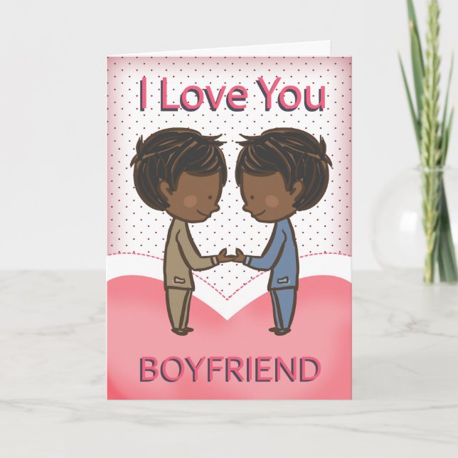 Boyfriend, Gay, Cute Loving African American Coupl Card (Front)