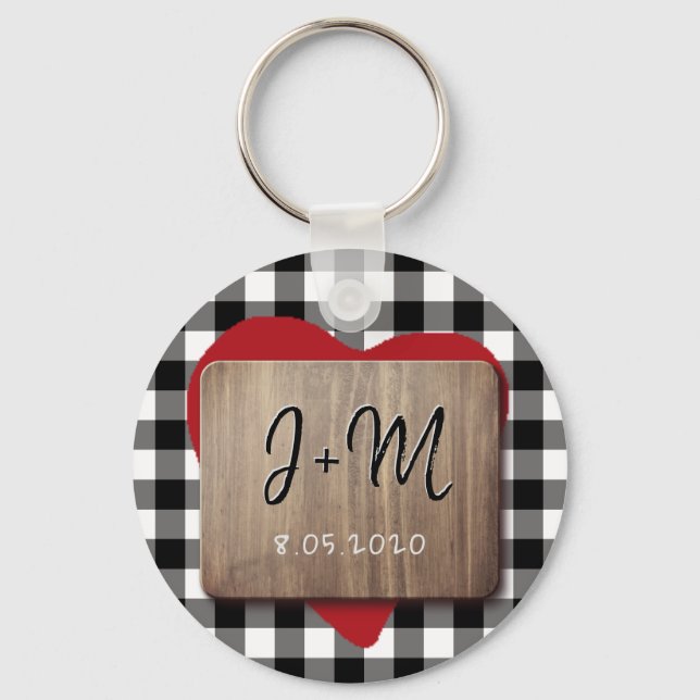 Boyfriend girlfriend couple initials personalised key ring (Front)