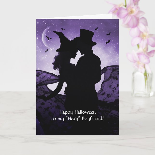 Boyfriend Happy Halloween Witch and Warlock Card (Orchid)
