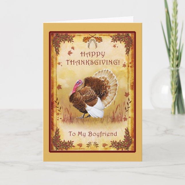 Boyfriend Happy Thanksgiving Turkey Card (Front)
