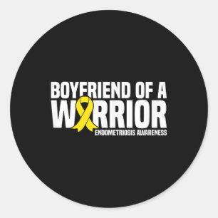 Boyfriend Of A Warrior Endometriosis Awareness Classic Round Sticker