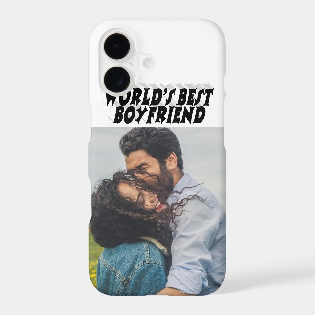 Boyfriend photo black 3d text  iPhone case (Back)