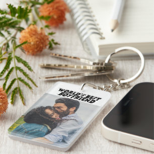 Boyfriend photo black 3d text   key ring