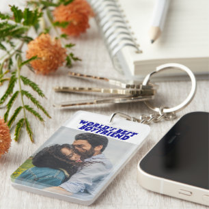 Boyfriend photo blue 3d text key ring