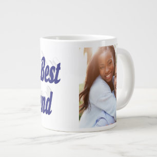 Boyfriend Photo with dark blue script Large Coffee Mug