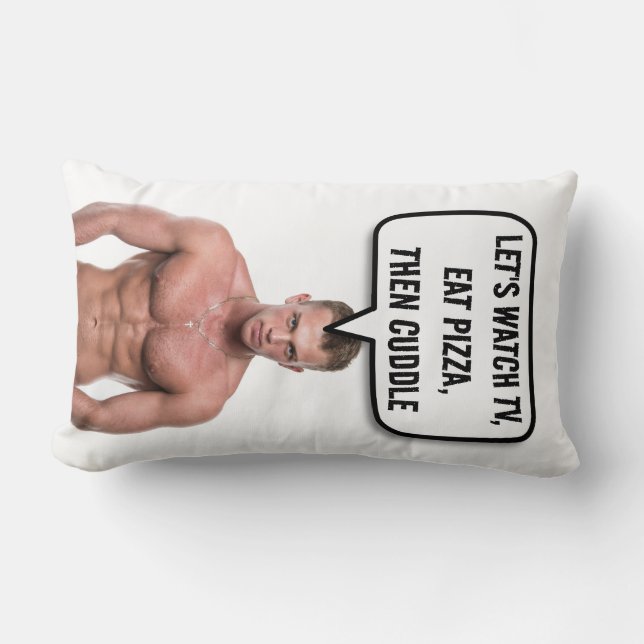 BOYFRIEND PILLOW, CUDDLE & PIZZA  LUMBAR CUSHION (Front)