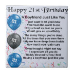 Boyfriend Poem - 21st Birthday Tile<br><div class="desc">A great gift for a boyfriend on his 21st birthday</div>