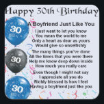 Boyfriend poem 30th Birthday Square Sticker<br><div class="desc">A great gift for a boyfriend on his 30th birthday</div>