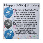 Boyfriend poem 30th Birthday Tile<br><div class="desc">A great gift for a boyfriend on his 30th birthday</div>