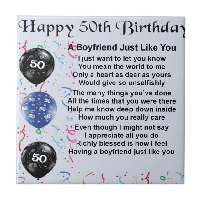 Boyfriend poem 50th birthday tile (Front)