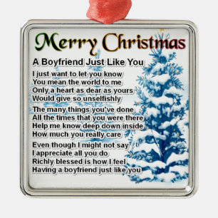 Boyfriend Poem  -  Christmas Design Metal Tree Decoration
