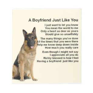 Boyfriend Poem - German Shepherd Notepad