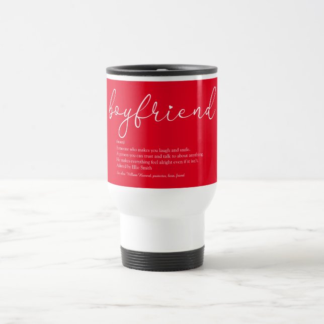 Boyfriend Script Love Heart Red Travel Mug (Center)