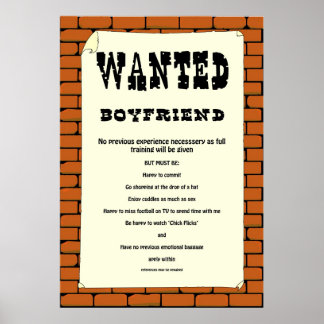 "Boyfriend Wanted" Poster. Poster