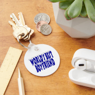 Boyfriend with blue typography key ring