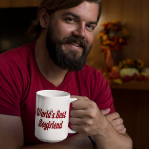 Boyfriend with burgundy half script large coffee mug