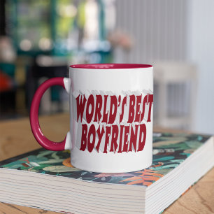 Boyfriend with burgundy half typography coffee mug