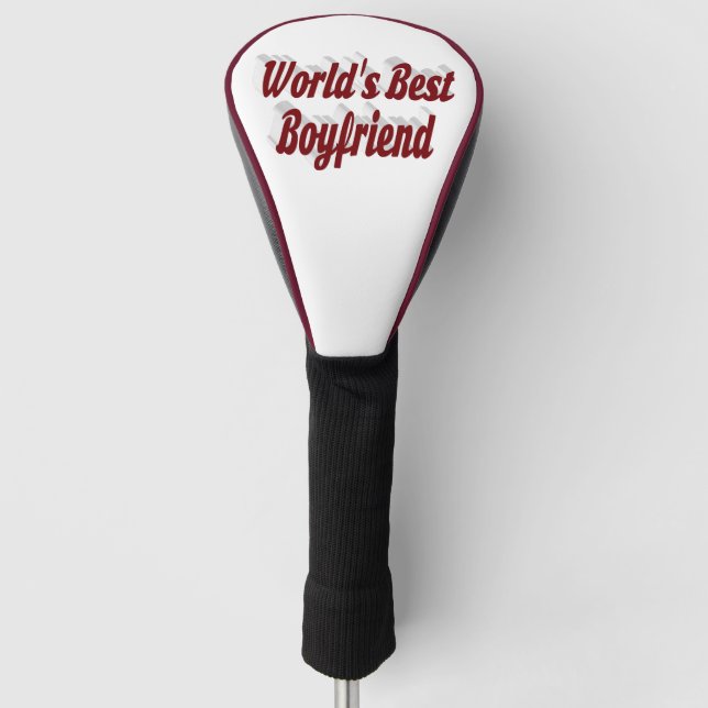 Boyfriend with burgundy script golf head cover (Front)