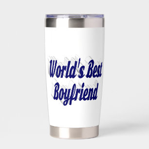 Boyfriend with dark blue half script insulated tumbler