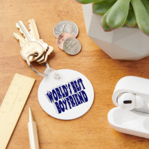 Boyfriend with dark blue typography key ring
