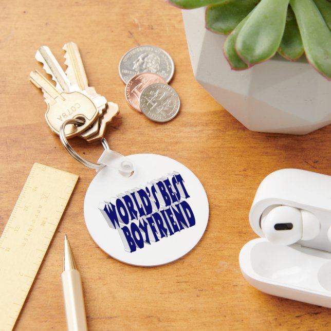 Boyfriend with dark blue typography  key ring (Desk)
