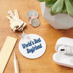 Boyfriend with sea blue script  key ring