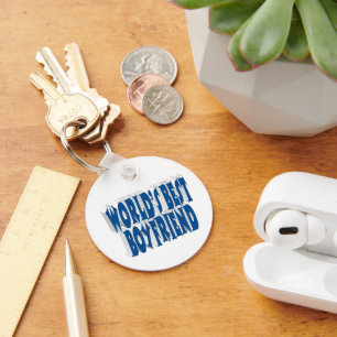 Boyfriend with sea blue typography key ring