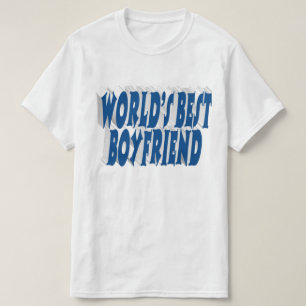 Boyfriend with sea blue typography T-Shirt