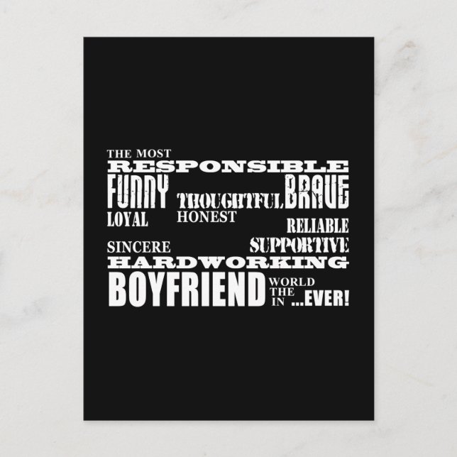 Boyfriends Best & Greatest Boyfriend : Qualities Postcard (Front)