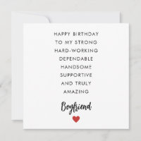 Boyfriend's Poem Birthday Card