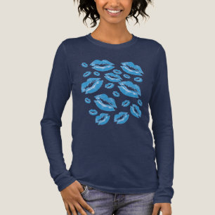 Boyish Blue Lip Print Flirtatious Fun Tri-Blend Shirt