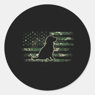 Boykin Spaniel Camouflage American Flag USA Dog Classic Round Sticker