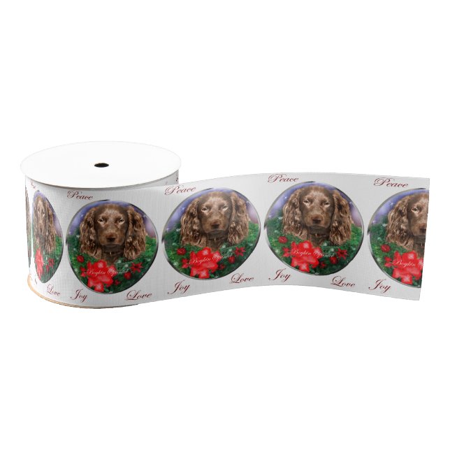 Boykin Spaniel Christmas Grosgrain Ribbon (Spool)