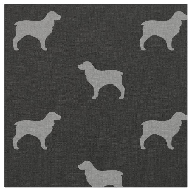Boykin Spaniel Dog Breed Silhouettes Patterned Fabric (Close Up)
