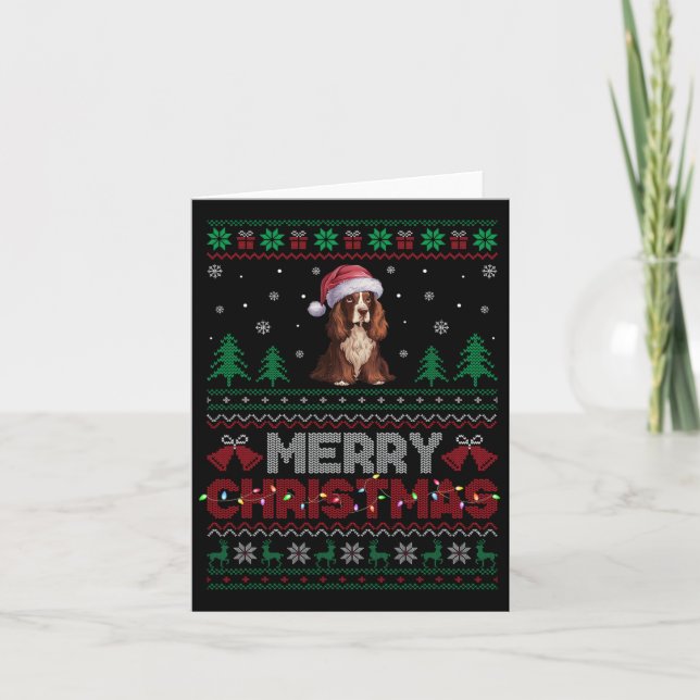 Boykin Spaniel Dog Lovers Santa Hat Christmas Tree Card (Front)