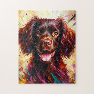 Boykin Spaniel Dog Portrait Acrylic Art Print Dog Jigsaw Puzzle