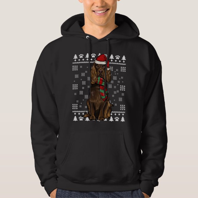 Boykin Spaniel Dog Santa Hat Xmas Ugly Christmas Hoodie (Front)