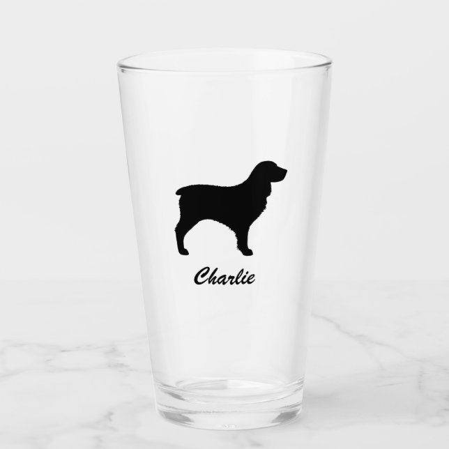 Boykin Spaniel Dog Silhouette Personalised Glass (Front)