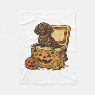 Boykin Spaniel In Camo Cooler Pumpkin Hunting Dog Fleece Blanket