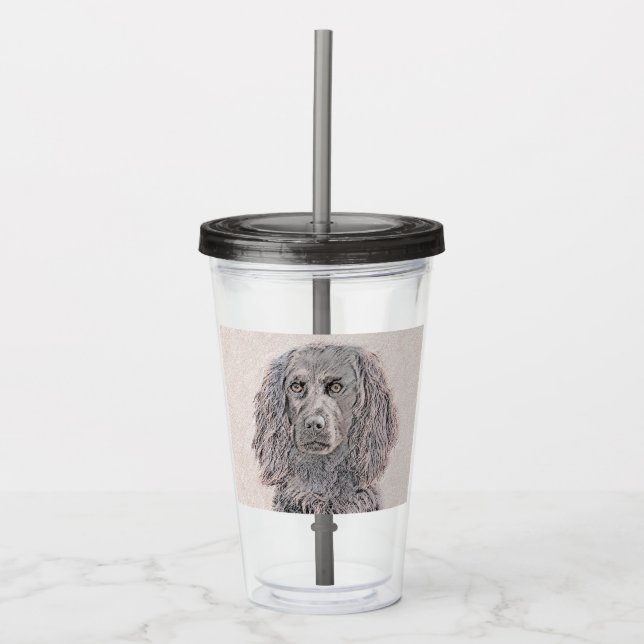 Boykin Spaniel Painting - Cute Original Dog Art Acrylic Tumbler (Front)
