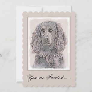 Boykin Spaniel Painting - Cute Original Dog Art Invitation