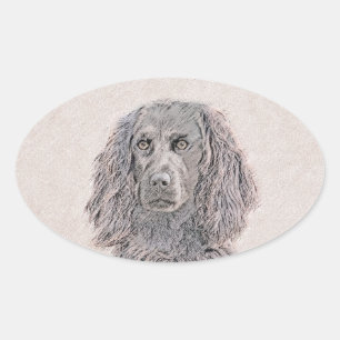 Boykin Spaniel Painting - Cute Original Dog Art Oval Sticker