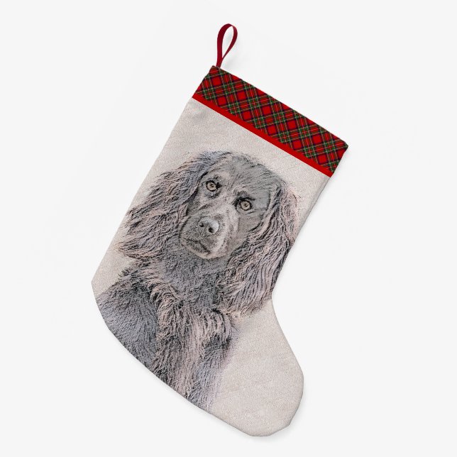 Boykin Spaniel Painting - Cute Original Dog Art Small Christmas Stocking (Front (Hanging))