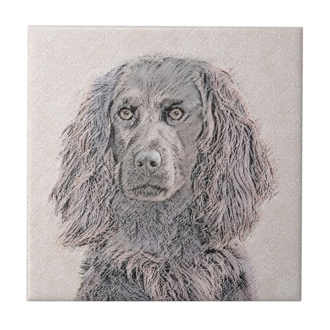 Boykin Spaniel Painting - Cute Original Dog Art Tile (Front)