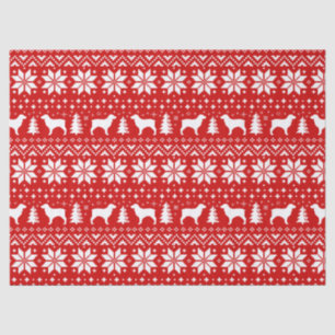 Boykin Spaniel Silhouettes Christmas Pattern Red Tissue Paper