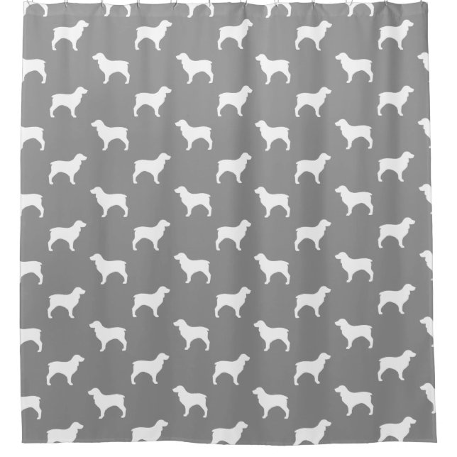 Boykin Spaniel Silhouettes Pattern Grey Shower Curtain (Front)